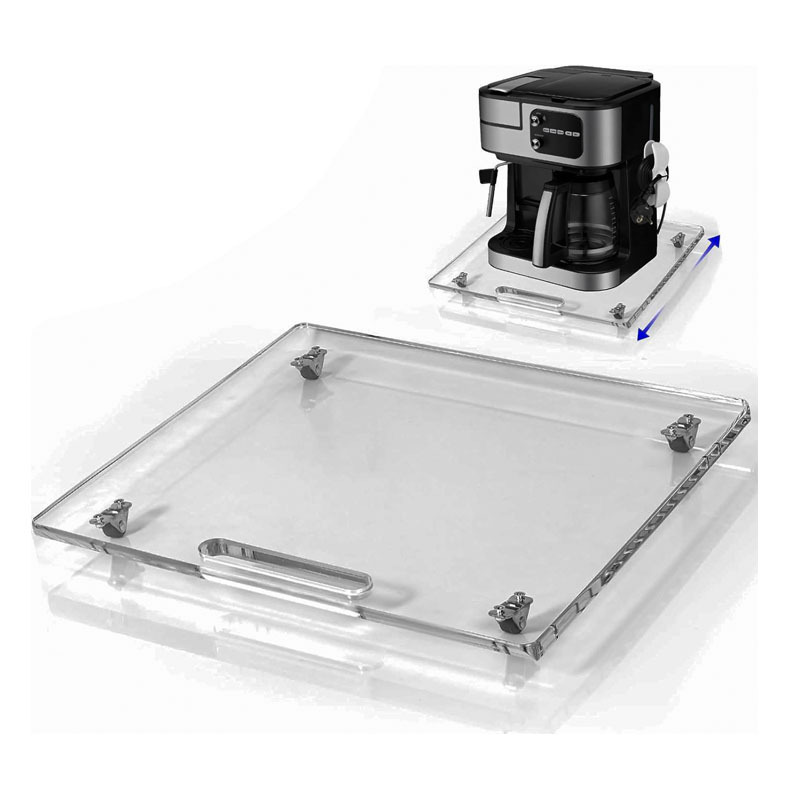Coffee Equipment Tray - Kauçuk Tekerlekli Akrilik Servis Tepsisi, Kahve